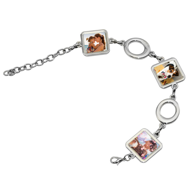 Bracelet fantaisie 3 carrés avec photos