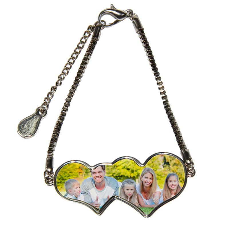 Bracelet double coeur avec photo imprimée