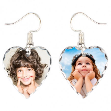 2 boucles d'oreille personnalisés en forme de coeur