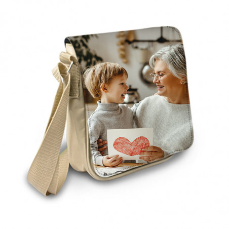 Besace beige personnalisée photo