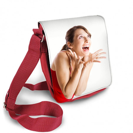 Besace rouge avec photo imprimée Besace rouge avec photo imprimée