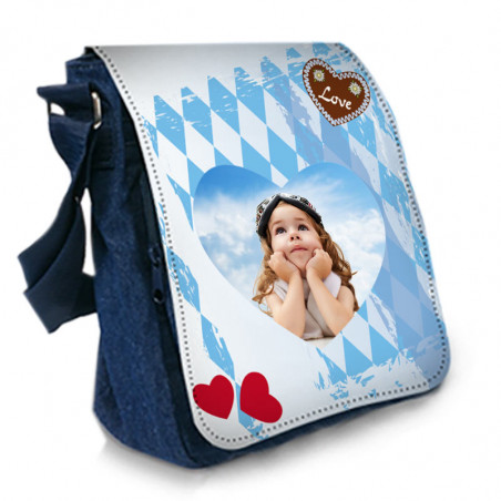 Besace photo bleu montage amour Besace photo bleu montage amour
