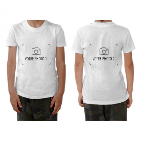 Tee shirt enfant blanc personnalisé photo