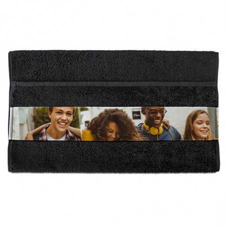 Petite serviette noire personnalisable Petite serviette noire personnalisable