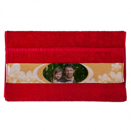Serviette invité motif fleur rouge