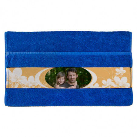 Serviette invité motif fleur bleu foncé