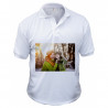 Polo blanc homme avec photo imprimée