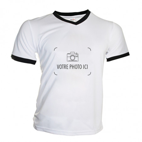 Tee shirt blanc bordure noir personnalisé