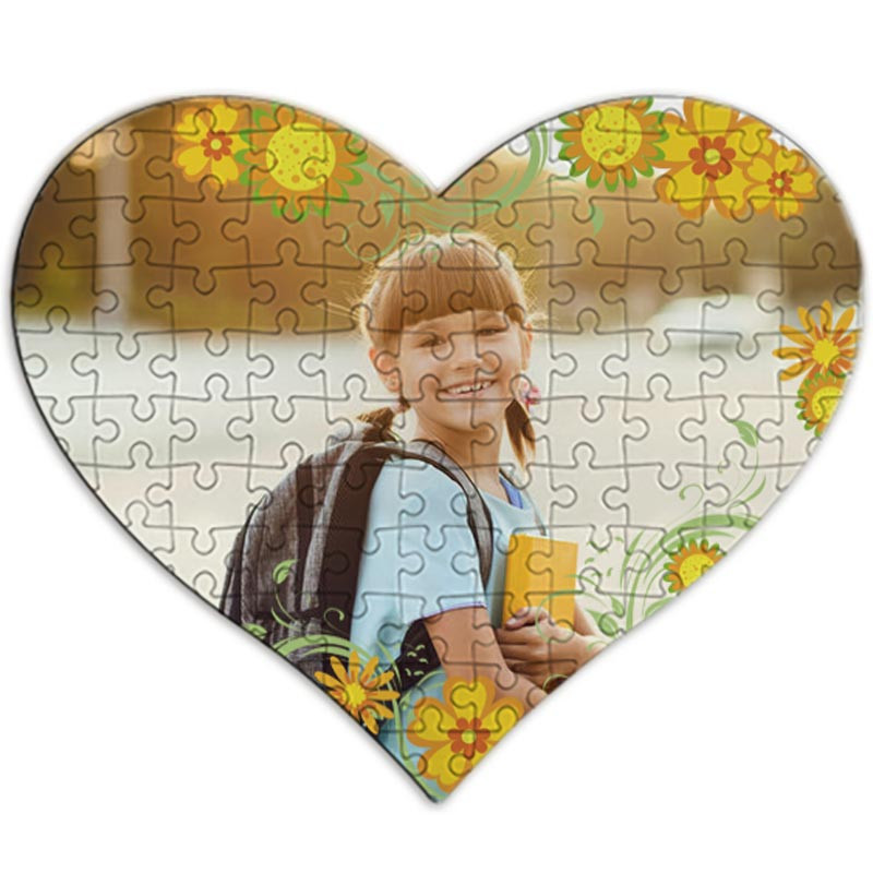 Puzzle coeur avec fleurs personnalisé