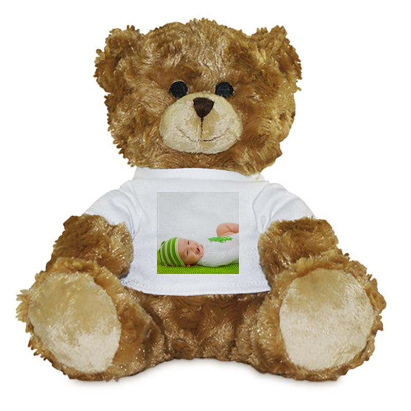 Peluche ours brun avec photo