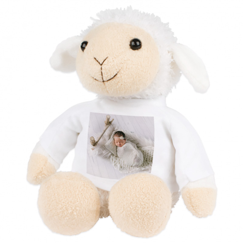 Achat peluche oreiller mouton blanc 30cm. Peluche personnalisée.