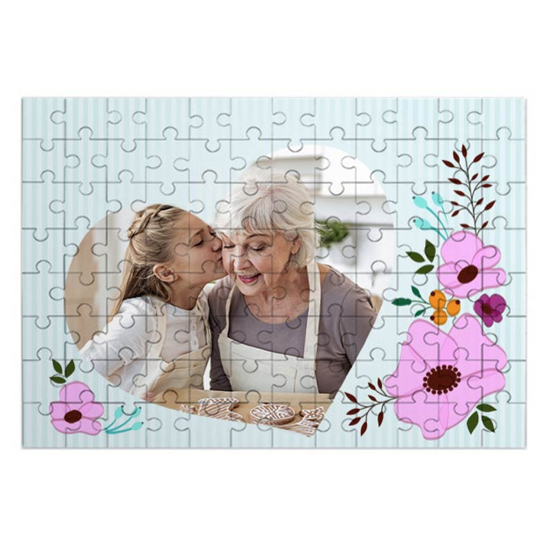 Puzzle A4 motif coeur et fleur