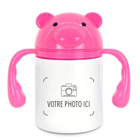 Gourde rose pour bébé à personnaliser avec photo