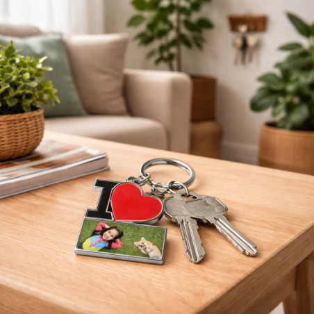 Porte clé I Love photo personnalisé