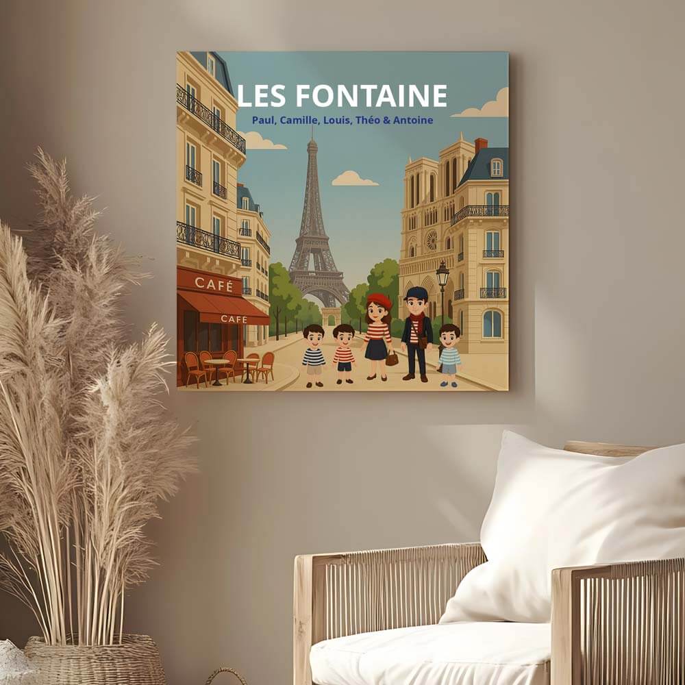 Tableau toile famille Paris